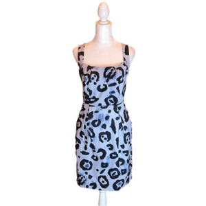 VINCE CAMUTO Gray & Black Leopard Print Casual Dress w/ Pockets Size 4